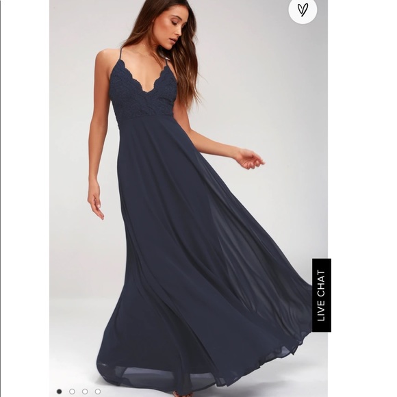 Lulus Dresses & Skirts - NWT Madalyn Navy Blue Lace Maxi Dress 🦋